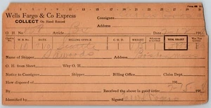 1918 Wells Fargo & Co Express - Manila "Collect" Card - Picture 1 of 3
