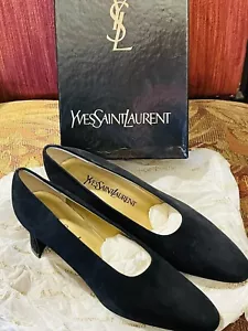 Unworn With Box Yves St Laurent YSL Topaz Shoes Suede Sz 8.5 Made In Italy Navy - Picture 1 of 8