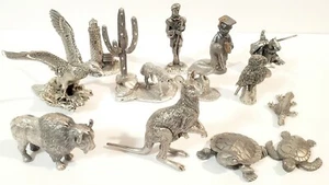 Lot 13x Pewter Figurine 3" 2" 1" Mallord Bison Kangaroo Knight Kookaburra Turtle - Picture 1 of 9