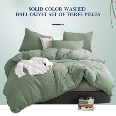 Green Duvet Cover 2/3 Pcs Soft Bedspread Soft Duvet Bedding Sets Twin-King Size - Image 1 of 4