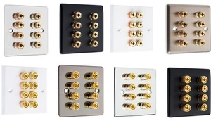 Audio Lautsprecher 4.0 AV Wand Frontplatte 8 Klemmen Polklemmen für Bananenstecker - Bild 1 von 18