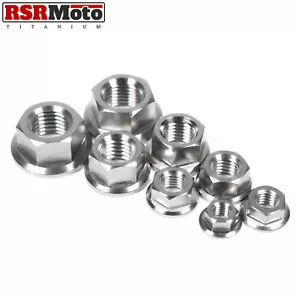 Titanium Hex Flange Nuts M5 M6 M7 M8 M10 M12 x0.8 x1.0 x1.25 x1.5 Pitch - Picture 1 of 13