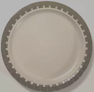 Kasuga Moonglow Terrasse Runde Weiß Grün Rand Platte Vintage Hackplatte 12 1/4" - Bild 1 von 3