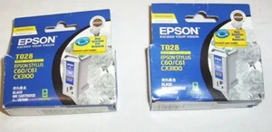 2 x Epson genuine T028 black cartridges 2014 for Stylus CX3100,C60,C61 - Picture 1 of 1