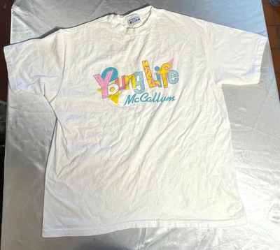 Camiseta Hane's Beefy-T Vintage Ponto Único Young Life Tamanho XL (1986) - Imagem 1 de 4