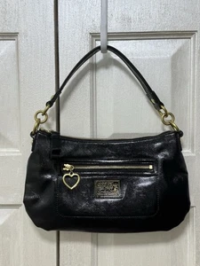 Coach Y2K Schultertasche Poppy Daisy Liquid Gloss Schwarz Lackleder - Bild 1 von 19