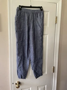 Old Navy Ankle Pants Womens XS Blue Linen Blend Mid Rise Pockets - Picture 1 of 9