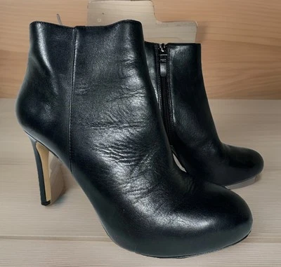 Botines Via Spiga de cuero negro tacón alto cremallera Vero Cuoio 8M / 39 EUR Foto 1 de 4