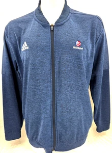 USA Volleyball Adidas Heathered Navy Blue Pockets Full Zip Jacket Men's 2XL - Picture 1 of 8