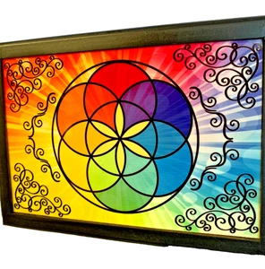 Kheops Blume des Lebens Holz Tarot oder Schmuckschatulle Samt gefüttert Holzkiste I-3315 - Bild 1 von 5