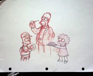 Simpsons 1990s Series Production Hand-Drawn Model Cel Layout - SIMPSONS - Picture 1 of 2