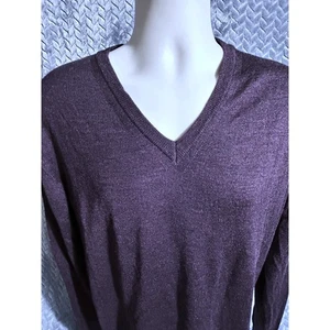 Saks Fifth Avenue italienischer Pullover Merinowolle & Seide V-Ausschnitt Old Money Luxus   - Bild 1 von 5