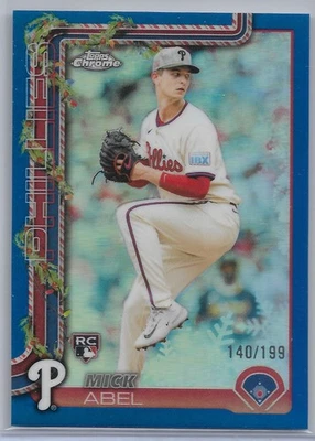 2025 Topps Holiday Mega Chrome Blue Mick Abel Rookie Card #HC111 /199 - Image 1 of 2