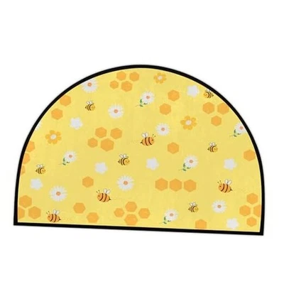 Soft Half Round Door Mat - Washable Non-Slip Half Circle Area Rugs Bathroom Bee - Image 1 of 4