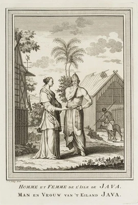 J. SCHLEY (1715-1779), Mann und Frau der Insel Java, um 1750, Kupferstich - Bild 1 von 4