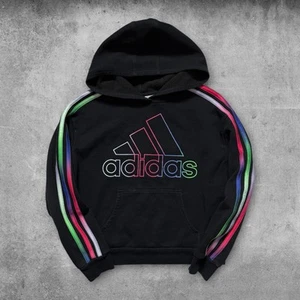 Adidas Big Girls Fleece Hoodie Multicolor Stripes Size L(14) - Picture 1 of 3