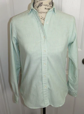 VINTAGE L.L. Bean Shirt Womens 6 Striped Button Up Top L/S Made in USA - Image 1 of 4