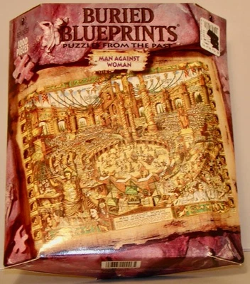 BURIED BLUEPRINTS: Man Against Woman 1000-Piece Bepuzzled *Pieces Still Sealed* - Image 1 of 3