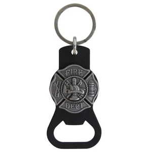 Fire Dept Car Keyring Beer Soda Bottle Cap Opener Keychain Firefighter FD Gift - Picture 1 of 1