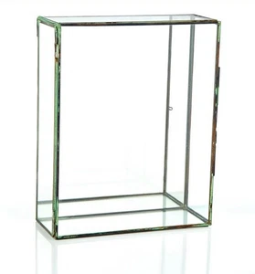 CC Home Furnishings 10" Table Rectangular Glass Terrarium Mirror Hinged Door - Picture 1 of 1