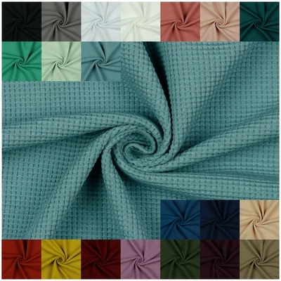 Waffel-JERSEY Meterware Waffelpique Stoff dehnbar Waffelstoff Nähen Jerseystoff - Bild 1 von 4