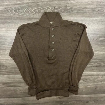Suéter De Colección Ejército de Estados Unidos Para Hombres Mediano Marrón 100% Lana USGI 5 Botones Militar Años 80 Foto 1 de 4