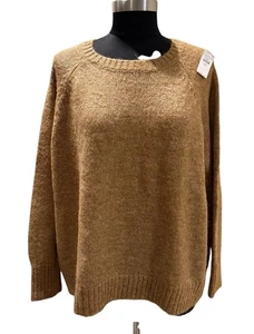 Maglione donna Old Navy marrone chiaro manica lunga girocollo grande petite - Foto 1 di 10