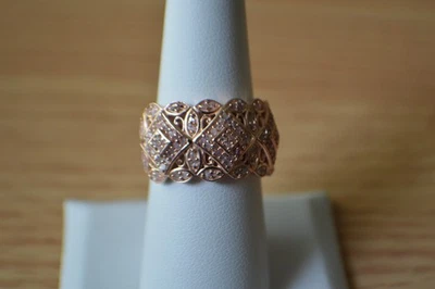 0.50ct Uncut Pink Diamond Ring 18K Rose Gold Plated over Fine Silver Size 7 - Image 1 of 4