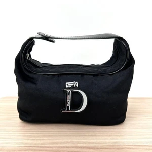 Christian Dior Mini Bolso de Mano Accesorio Bolsa Nylon Esmalte Negro Usado 93010 - Imagen 1 de 11