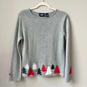 Vintage Christmas Sweater Women's Medium Wool Blend Trees 90s Classic Cozy Cabin - Picture 1 of 12