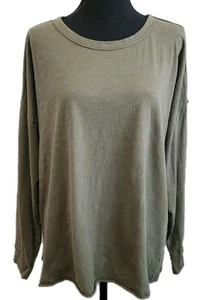 Natural Life Long Sleeve Top L Olive Green Oversized Lagenlook Boho Loungewear - Picture 1 of 7