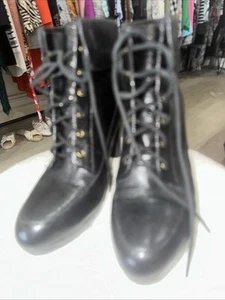 Naturalizer Black Lace Up Leather Boots. Size 9. - Picture 1 of 5
