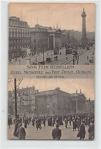 ÉIRE Ireland - DUBLIN - Sinn Fein Rebellion - Hotel Metropole and Post Office be - Picture 1 of 2