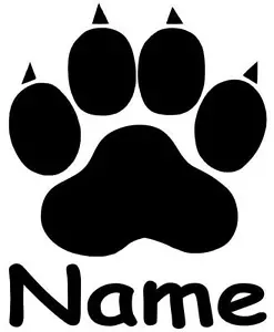 Pfote, Cat, Dog, Hundepfote, Katzenpfote mit Namen Aufkleber Sticker in 15X19cm! - Bild 1 von 2