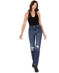 Levi's Women's 724 Dark Wash High Rise Distressed Straight Jeans -size 10, 30x32 - Picture 1 of 2
