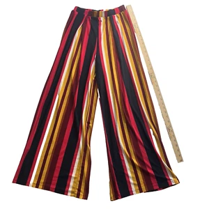 Bar III Women's Striped Multicolor Casual Wide Leg Pants Spandex Waistband - Picture 1 of 7