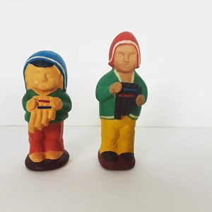 Arica Chile Pottery Figurines Set of 2 Playing Flutes 9070 Terracotta Men - Picture 1 of 5