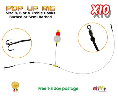 TIGHT LINES RIGS 10X Hecht Pop Up Rig Drahtspur - verschiedene Hakengrößen - Stachel oder Halbstachel