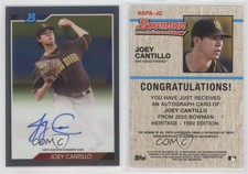 2020 Bowman Heritage Chrome Prospects Auto Joey Cantillo #92PA-JC Auto