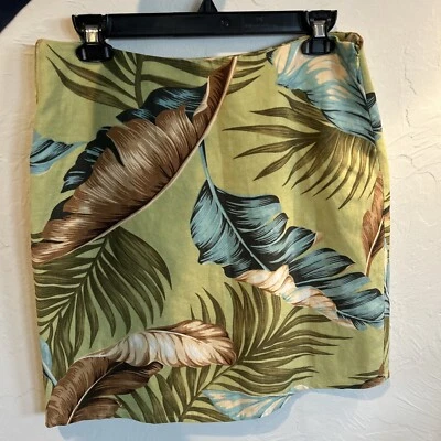 Falda Tommy Bahama Mezcla Seda Línea A Verde Multi Tropical Hoja Estampado Floral Talla 6 Foto 1 de 4