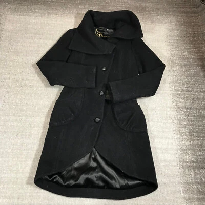 Chaqueta Mackage Mujer Extra Pequeña Lana Cachemira Doble Pecho Detalle Cuero Foto 1 de 4