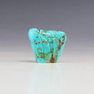 FETICHE DONCELLA TURQUESA NATIVO AMERICANO ZUNI KINGMAN POR GABE SICE - Imagen 1 de 8