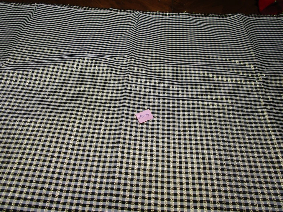 Vintage Plaid Taffeta Fabric  Polyester Shiny 10 Yards 380x49 - Image 1 of 2