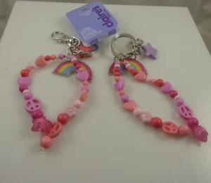 BFF 2 Llavero Arco Iris Cuentas Llavero Bolso Etiqueta Mejores Amigos Bling Corazones Rosa - Imagen 1 de 6