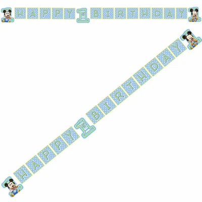 Banner de fiesta de primer cumpleaños de Mickey de Disney - suministros de fiesta para niños Foto 1 de 2
