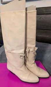 Women's Liz Claiborne Cream Colored Chester Tall Pull-On Riding Boots Size 7M - Picture 1 of 10