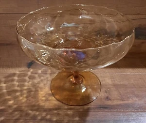 Empoli-Stil Kunstglas Bernstein Bonboniere/ Vase/ großes Champaign Glas strukturiert - Bild 1 von 10
