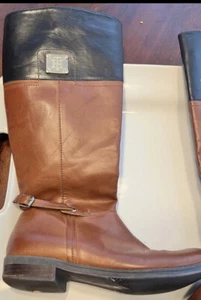 Tommy Hilfiger Leather Boots Cheyenne Riding Zipper Sz 7.5 Fall Winter Ex Cond - Picture 1 of 7