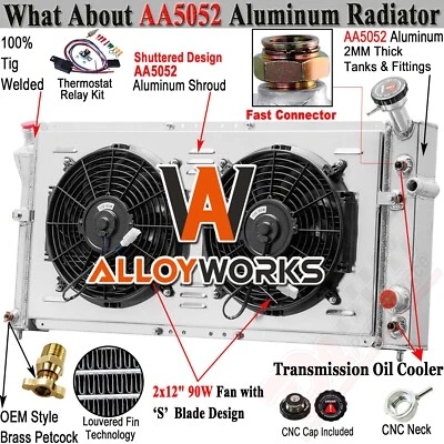 3 Row Radiator Shroud+Fan For 1997-2003 Pontiac Grand Prix Montana/Buick Century Foto 1 de 4