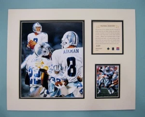 Cowboys Troy Aikman/Emmitt Smith 1996 Football 11x14 MATTED Kelly Russell Print - Picture 1 of 1